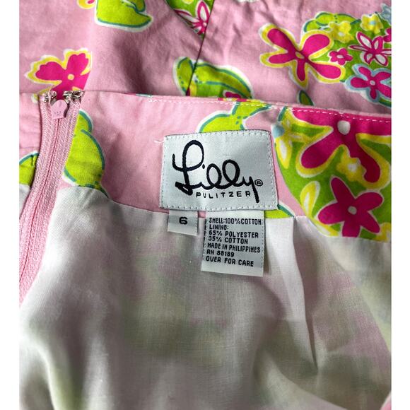 Lilly Pulitzer White label Skirt Lined Crab Print Beach Pink Green 8 - Picture 4 of 6